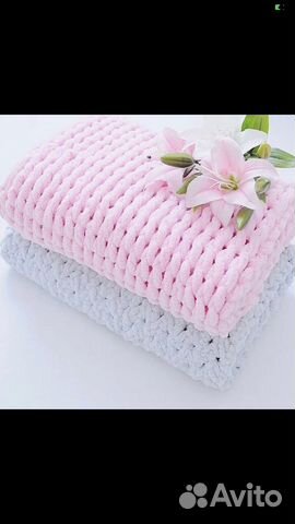 Плед из плюшевой пряжи Ализе пуффи