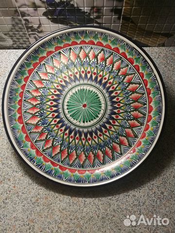 Ляган красно-синий 38 см. плоский