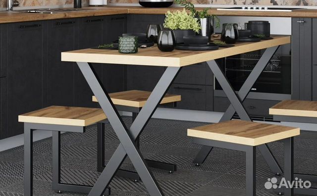 Обеденная группа из массива в стиле лофт