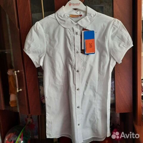 Блузка школьная белая с короткими рукавами