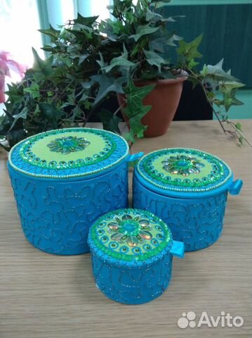 Набор 3 шкатулки, ручная работа Индия