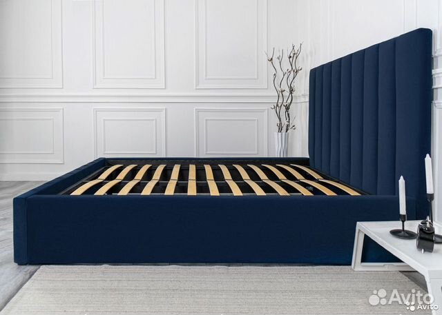 Кровать 140х200 синяя Богема
