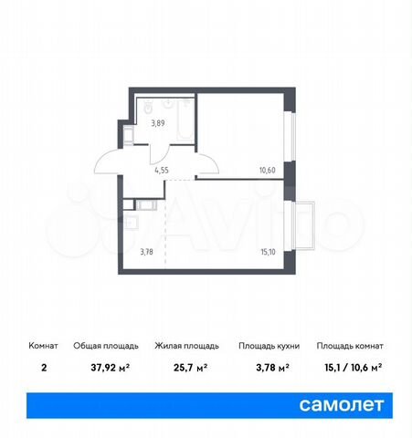 2-к. квартира, 37,9 м², 17/17 эт.