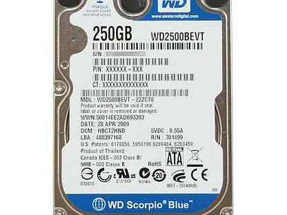Жесткий диск 2,5" WD 250 GB SATA