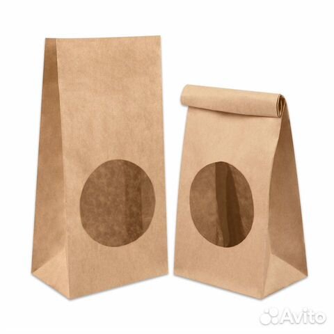 Крафт пакет ламинированный с окном с прямоугольным