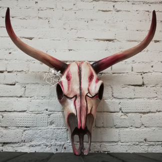 Деревянные черепа быка для декора