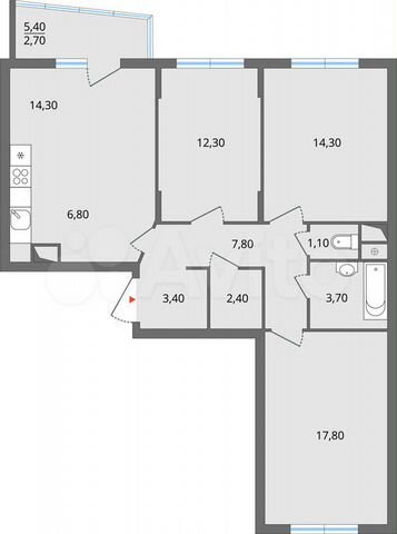 4-к. квартира, 89,9 м², 8/17 эт.