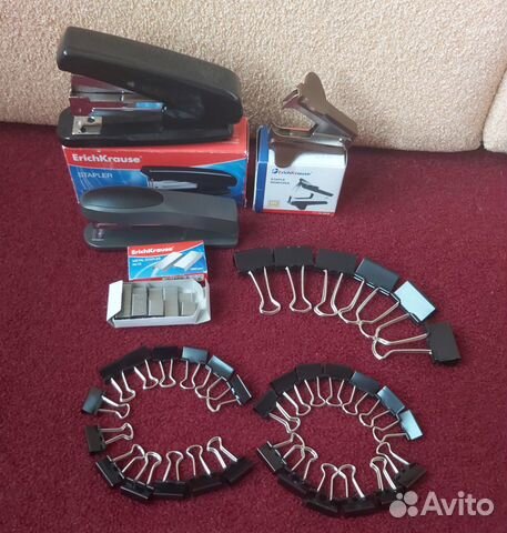 Степлер, скобы, антистеплер, зажимы для бумаг