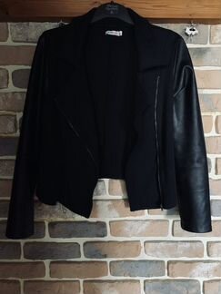 Пиджак с кожаными рукавами