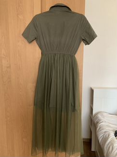 Платье хаки с тюлью