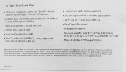 Новый MacBook Pro 13 8GB ram/128GB SSD/i5
