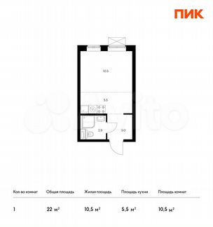 Квартира-студия, 22 м², 17/33 эт.