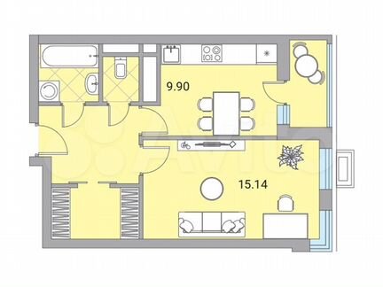 1-к квартира, 41.2 м², 17/24 эт.