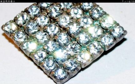 Брошь чешские бриллианты ромб СССР антик 1960х