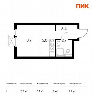 Квартира-студия, 19.9 м², 5/32 эт.