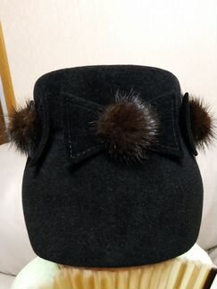Шапочка фетровая с норкой, 56 размер