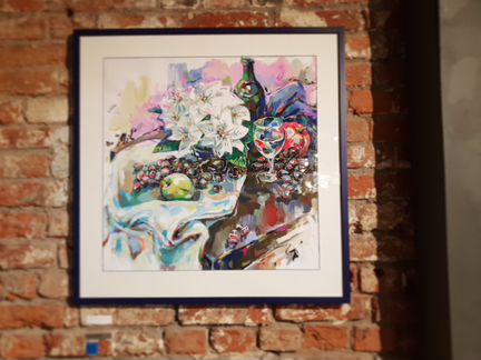 Живопись картина гуашь Натюрморт + рама и стекло