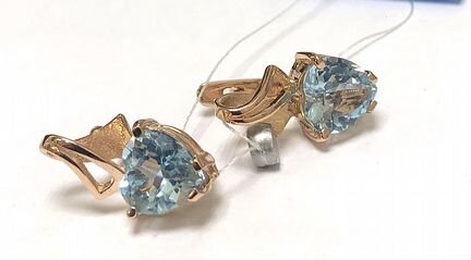 Золотые серьги 585 пробы с топазами