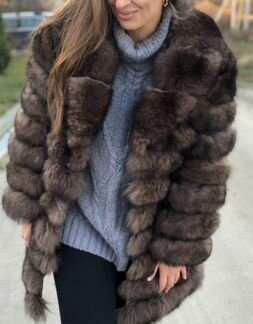 Шикарная шуба песец под соболь