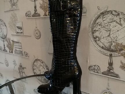 Сапоги лаковые, кожа, 39 размер