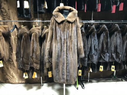 Шуба из норки. Орех. Капюшон