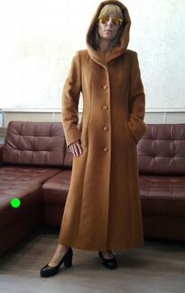 Пальто с капюшоном, р. 42, осень, шерсть