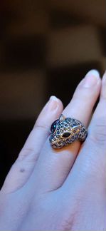 Кольцо 16,5-17 с леопардом элитная бижутерия