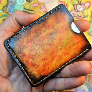 Картходер из кожи. Ручная роспись