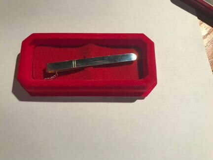 Комплект запонки + зажим для галстука серебро 925