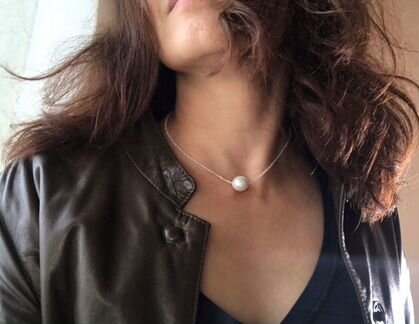 Чокер-колье из лунного камня с жемчужиной