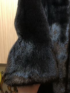 Шуба норковая чёрная с большим капюшоном