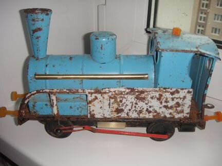 Паровоз СССР, заводной, жесть, клеймо