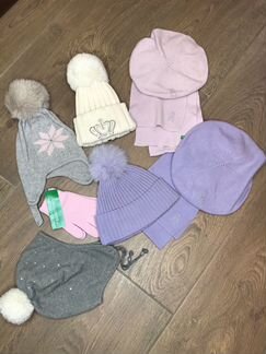 Шапка + шарф на девочку 3-6 лет