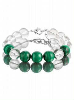 Браслет из горного хрусталя с малахитом