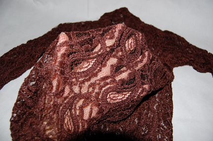 Блузка кружево эластичное коричневая шоколад