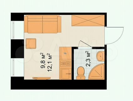 Квартира-студия, 12.1 м², 2/7 эт.