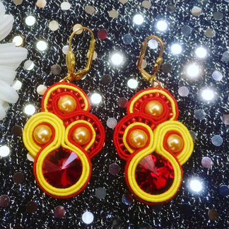 Swarovski. Сутажные серьги