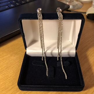 Серьги серебряные длинные, 925 пробы, дизайн Итали