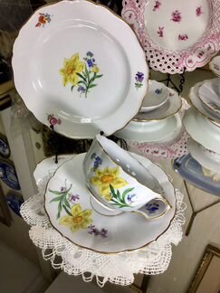 Meissen Мейсон чайная тройка Нарцисс + штатив