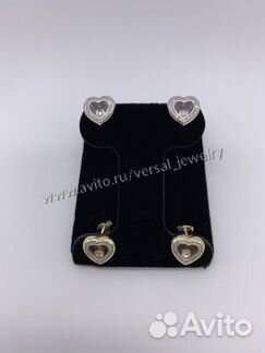 Пусеты Chopard с бриллиантами россыпь сердца